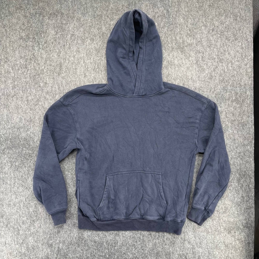 Hollister Boxy Fit Hoodie Mens Small Faded Navy Blue Pullover Sweatshirt